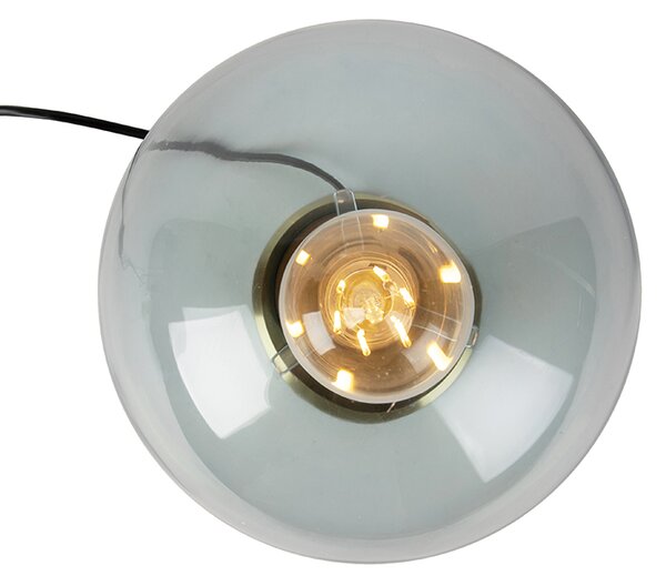 Stolní lampa v Art Deco stylu mosaz s modrým sklem - Pallon