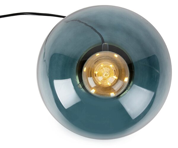Stolní lampa Art Deco mosaz s oceánsky modrým sklem - Pallon
