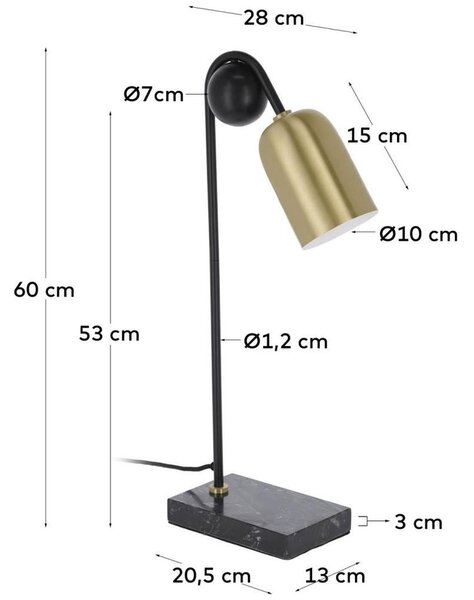 Zlatá kovová stolní lampa Kave Home Natsumi