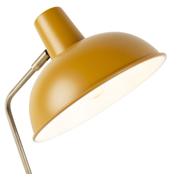 Retro stolní lampa žlutá s bronzem - Milou
