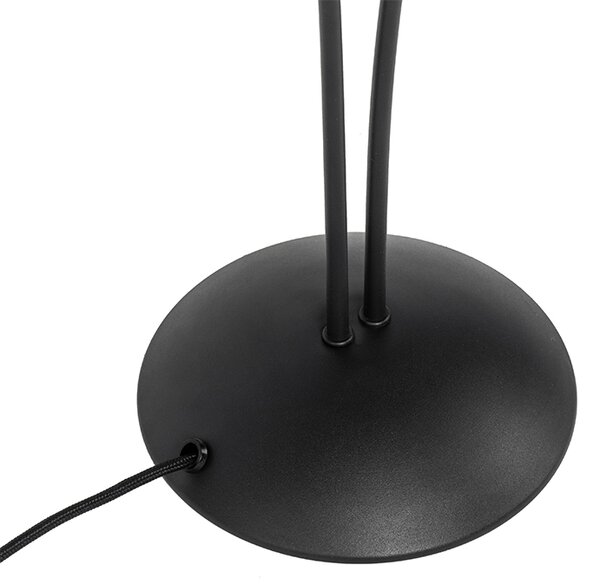 Moderní stolní lampa černá 2-světlo s kouřovým sklem - Atény