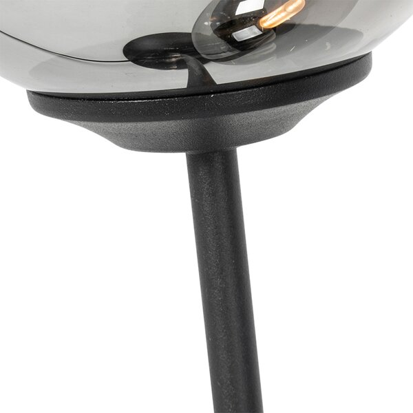 Moderní stolní lampa černá 2-světlo s kouřovým sklem - Atény