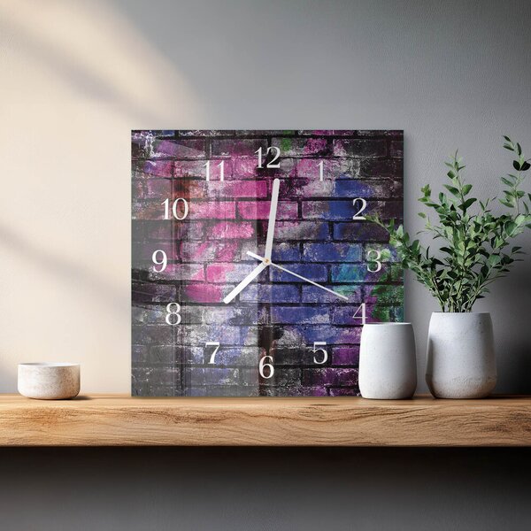 Skleněné hodiny Cihlový zskb-30x30-00086084