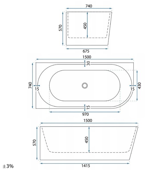 Rea Bellanto Slim, rohová akrylátová vana, 150cm, levá, bílá odtoková krytka, REA-W0582