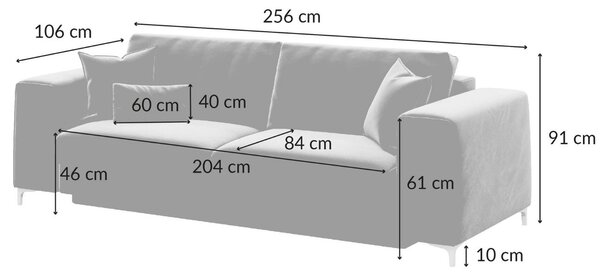 Devichy Sametová rozkládací pohovka Rothe 256 cm