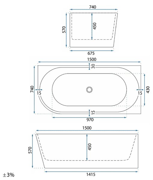 Rea Bellanto Slim, rohová akrylátová vana, 150cm, pravá, bílá odtoková krytka, REA-W0583
