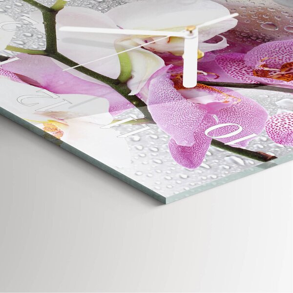 Skleněné hodiny Orchidej zskb-30x30-00083534