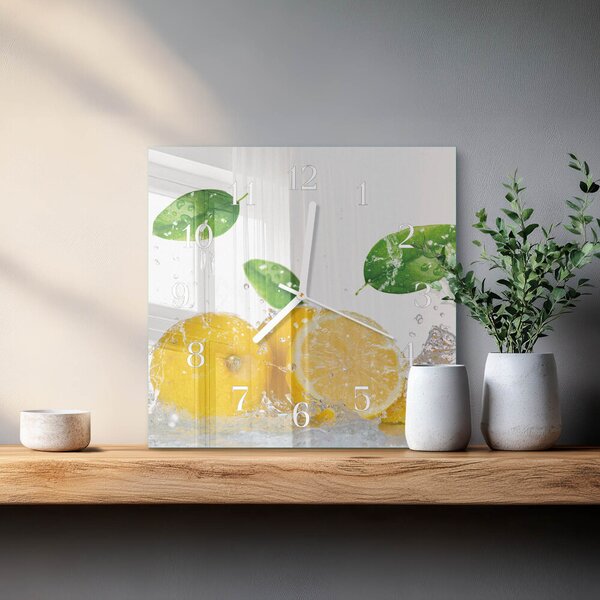 Skleněné hodiny Citronová zskb-30x30-00092619