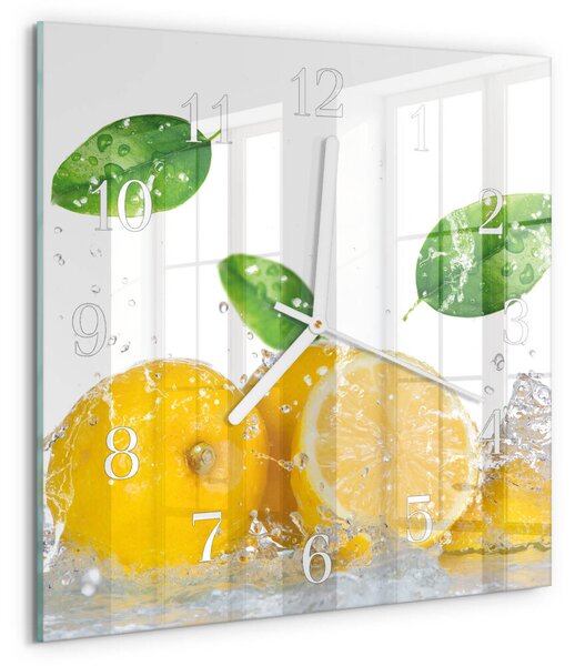 Skleněné hodiny Citronová zskb-30x30-00092619