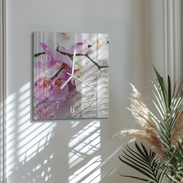 Skleněné hodiny Orchidej zskb-30x30-00083534