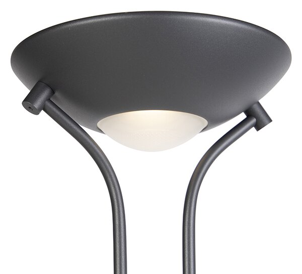 Stojací lampa černá s lampou na čtení vč. LED a stmívače - Diva 2