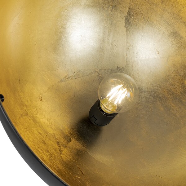 Průmyslová stojací lampa černá 50 cm se zlatým nastavitelným - Magnax
