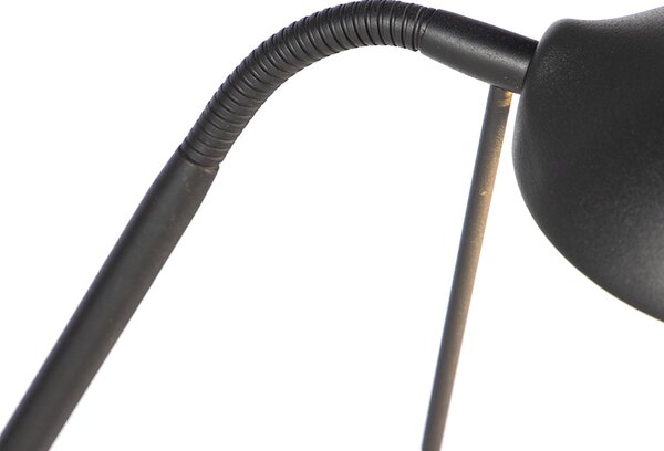 Stojací lampa černá s lampou na čtení vč. LED a stmívače - Diva 2