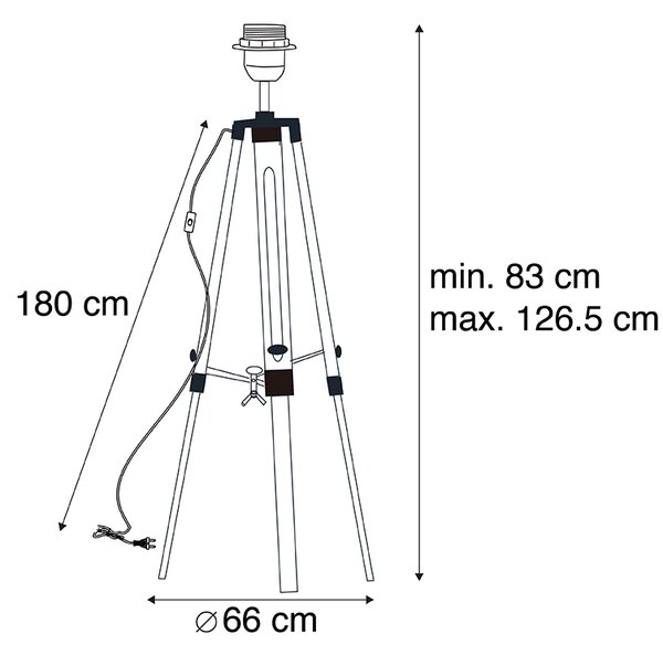 Stojací lampa černá bez stínidla - Tripod