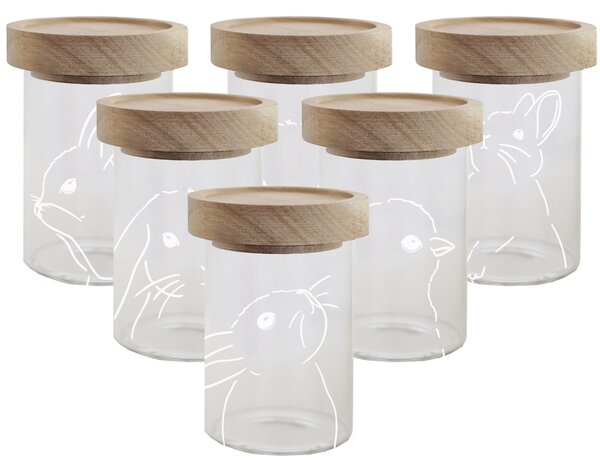 Skleněná dóza s víkem Mini Glass/Oak Easter – set 6 ks