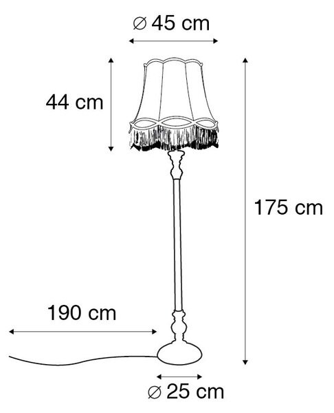 Stojací lampa šedá s abajurem krémové barvy - Classico