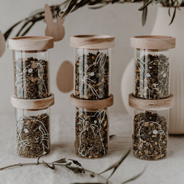 Skleněná dóza s víkem Mini Glass/Oak Easter – set 6 ks