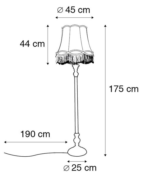 Retro stojací lampa šedá se zeleným stínítkem Granny - Classico