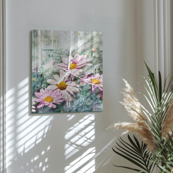 Skleněné hodiny Květiny zskb-30x30-00086208