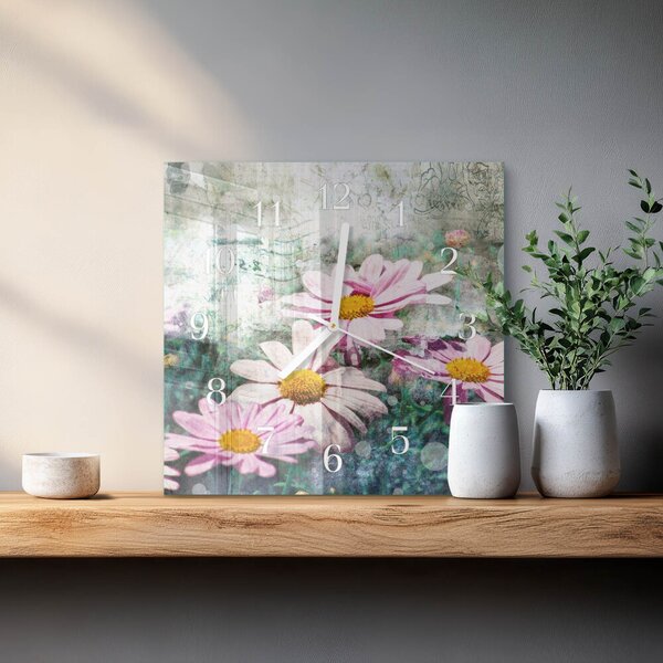 Skleněné hodiny Květiny zskb-30x30-00086208