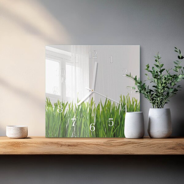 Skleněné hodiny Tráva zskb-30x30-00079037