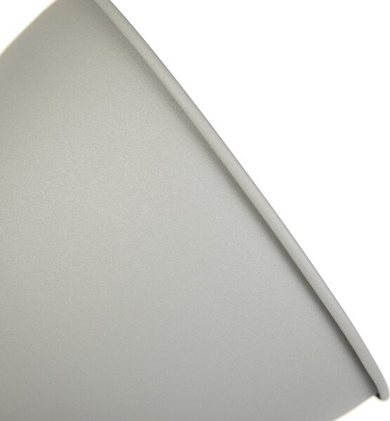 Průmyslová stojací lampa na dřevěném stativu s šedým stínítkem - Laos