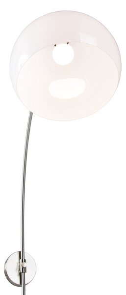 Retro nástěnná oblouková lampa ocel s bílým nastavitelným stínítkem