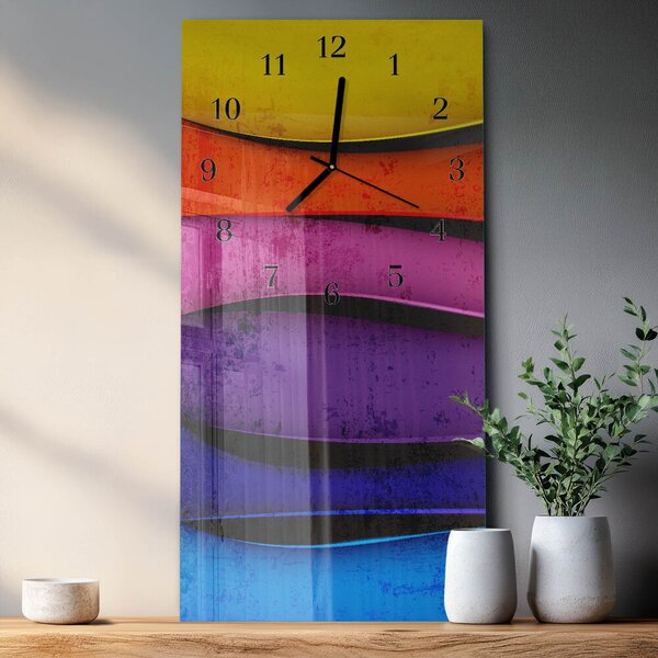 Skleněné hodiny vertikální Barevné pruhy zsppc-30x60-00171072