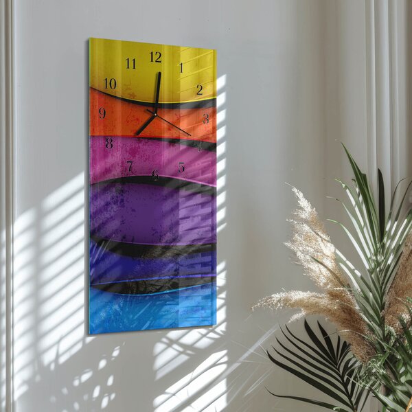 Skleněné hodiny vertikální Barevné pruhy zsppc-30x60-00171072