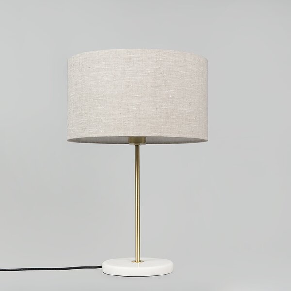 Stolní lampa mosazná s šedým stínítkem 35 cm - Kaso