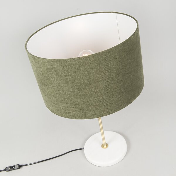 Stolní lampa mosazná se zeleným stínítkem 35 cm - Kaso