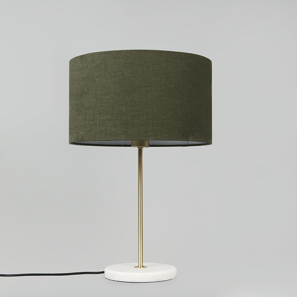 Stolní lampa mosazná se zeleným stínítkem 35 cm - Kaso