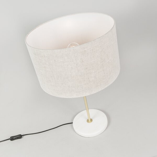Stolní lampa mosazná s šedým stínítkem 35 cm - Kaso
