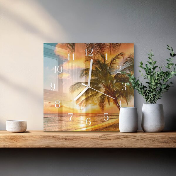 Skleněné hodiny Západ slunce zskb-30x30-00086936