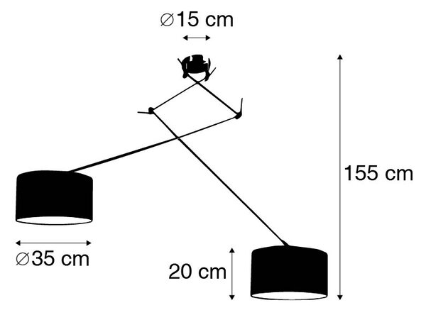 Ocelové závěsné svítidlo s stínítkem 35 cm bílé nastavitelné 2-světlo - Blitz