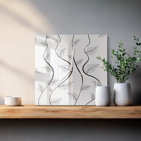 Skleněné hodiny Umění listí zskb-30x30-00080178