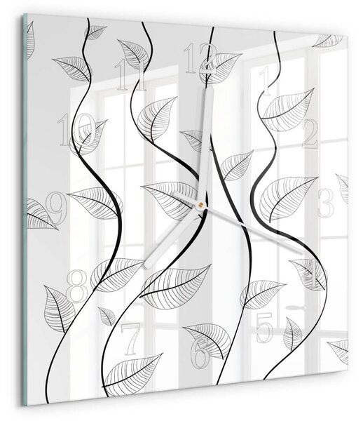 Skleněné hodiny Umění listí zskb-30x30-00080178