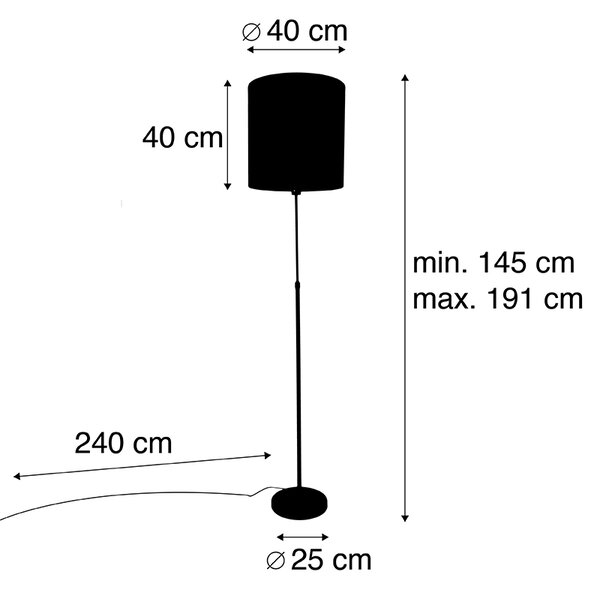 Stojací lampa s černým stínítkem s motivem páva červené 40 cm - Parte