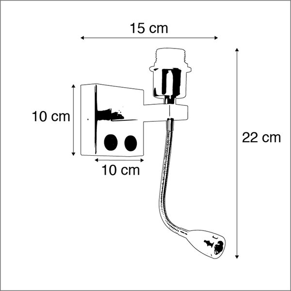 Moderní nástěnná lampa černá s flexibilním ramenem - Brescia Combi