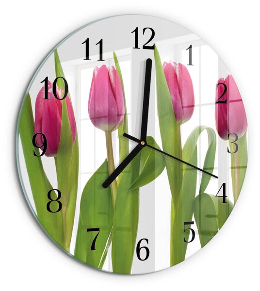 Skleněné nástěnné hodiny Tulipány zsoc-fi30-00178622