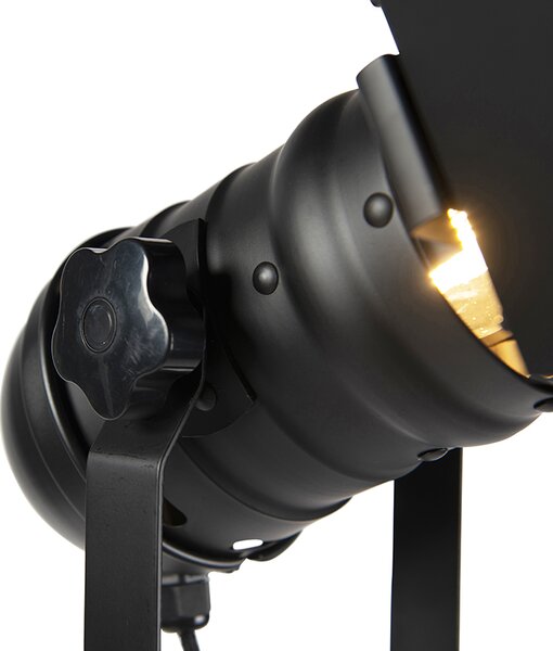 Průmyslová stojací lampa černá s nastavitelným světlem - Movie