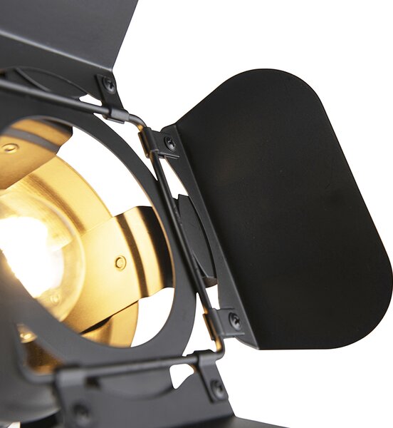 Průmyslová stojací lampa černá s nastavitelným světlem - Movie