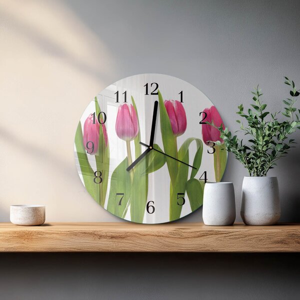 Skleněné nástěnné hodiny Tulipány zsoc-fi30-00178622