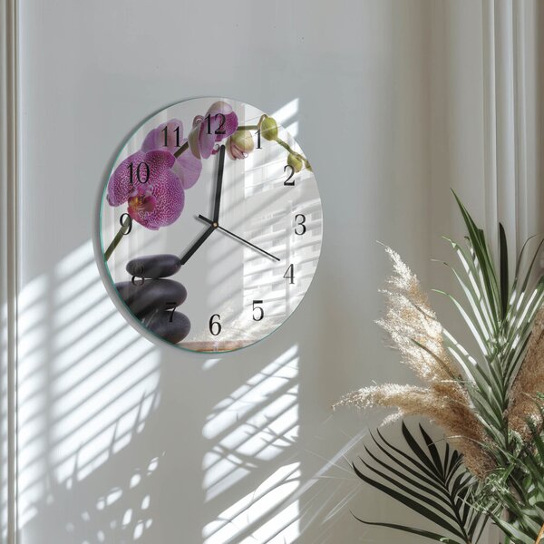 Skleněné nástěnné hodiny Orchidej zsoc-fi30-00171567