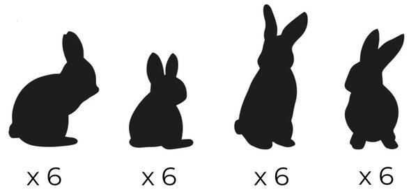 Samolepky na zeď Bunnies Black 24 ks