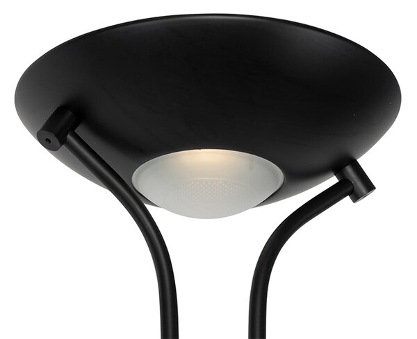 Moderní stojací lampa černá s lampou na čtení vč. LED s tlumením do teplého světla - Diva