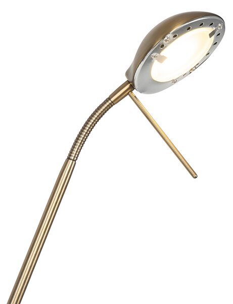 Moderní stojací lampa bronzová s lampou na čtení vč. LED s tlumením do tepla - Diva