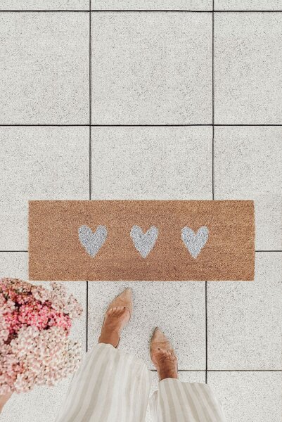Rohožka z kokosového vlákna Small / Hearts 75 × 25 cm