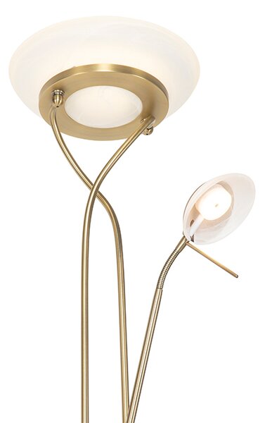 Bronzová stojací lampa vč. LED a stmívače s lampou na čtení - Empoli