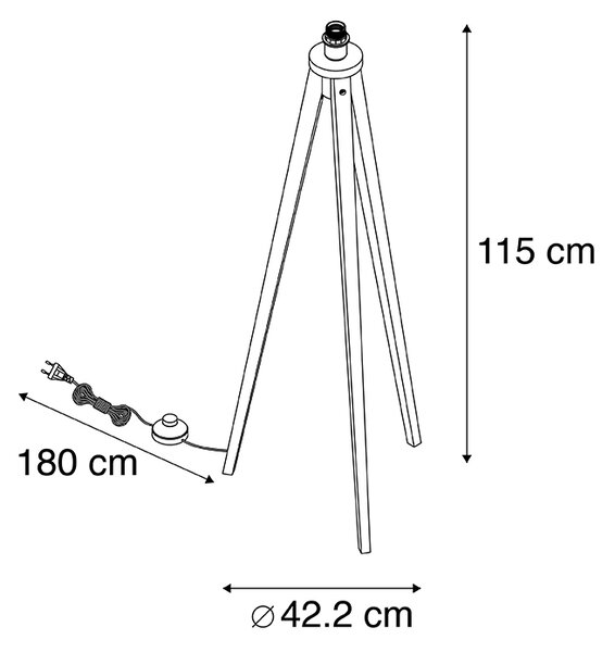Rustikální stojací lampa trojnožka černá - Tripod Classic